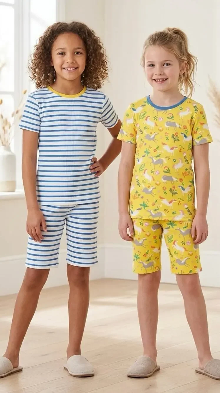 NWT❤️Mini Boden Kids' 2-Pack Two-Piece Fitted/resistant Short Pajamas sz10